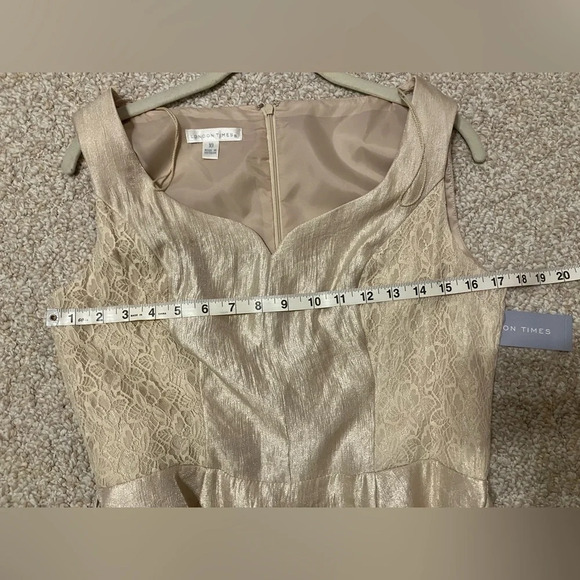 London Times‎ Sleeveless Belted Peplum Dress Champagne Womens size 10 - Picture 11 of 13